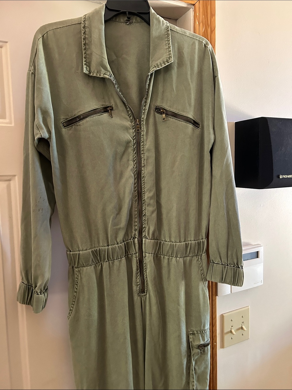 Olive Utility Jacket Romper with Zip Pockets - Women